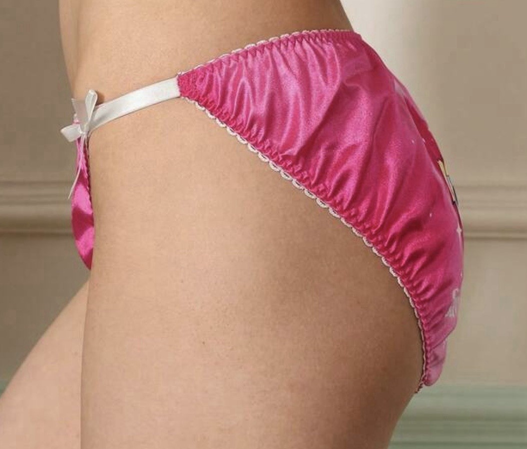 NEW XL Glossy Hot Pink Satin The Powerpuff Girls Y2K Theme String Bikini Panties
