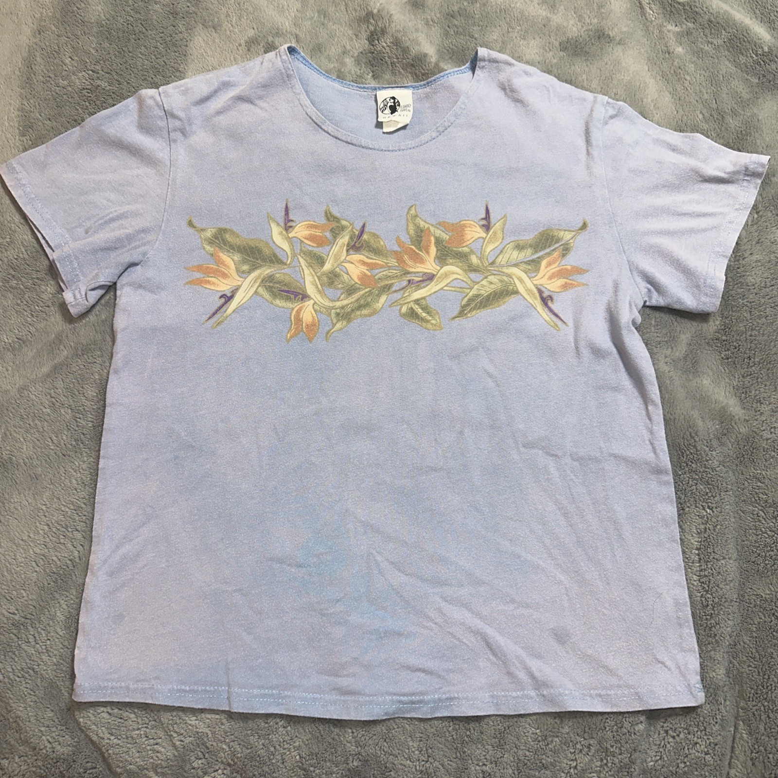 Vintage Island Girl Hawaii Floral Tee Womens Small Bird of Paradise Made In USA