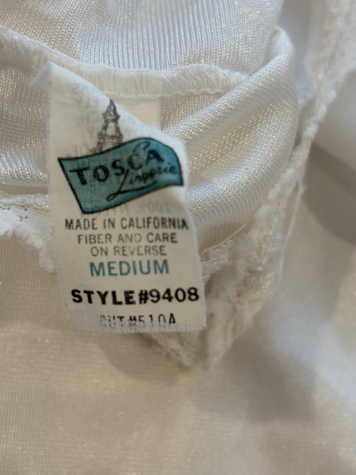 Tosca White Lace Vintage Camisole with White Trim Regular Size M Style 9408