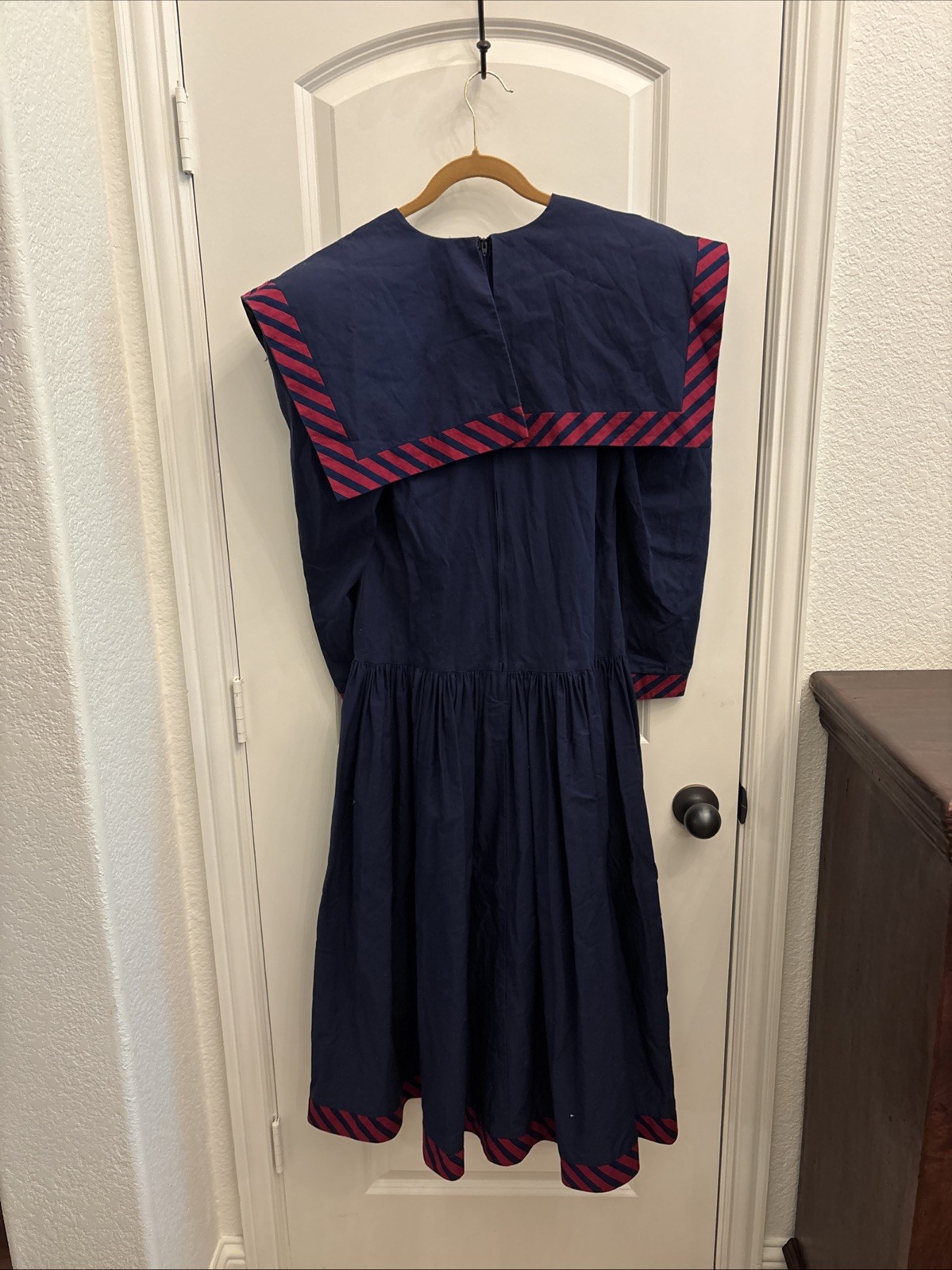 Leslie Lucks Vintage 80’s Dress Size 4. Blue Sailor Collar. Preowned