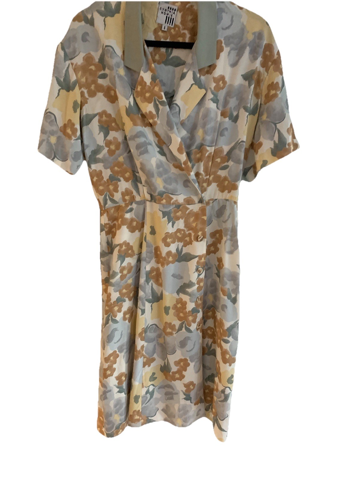 VTG 90’s Cynthia Howie Woman’s Dress Shirtwaist Floral Pastel Colors Size 6