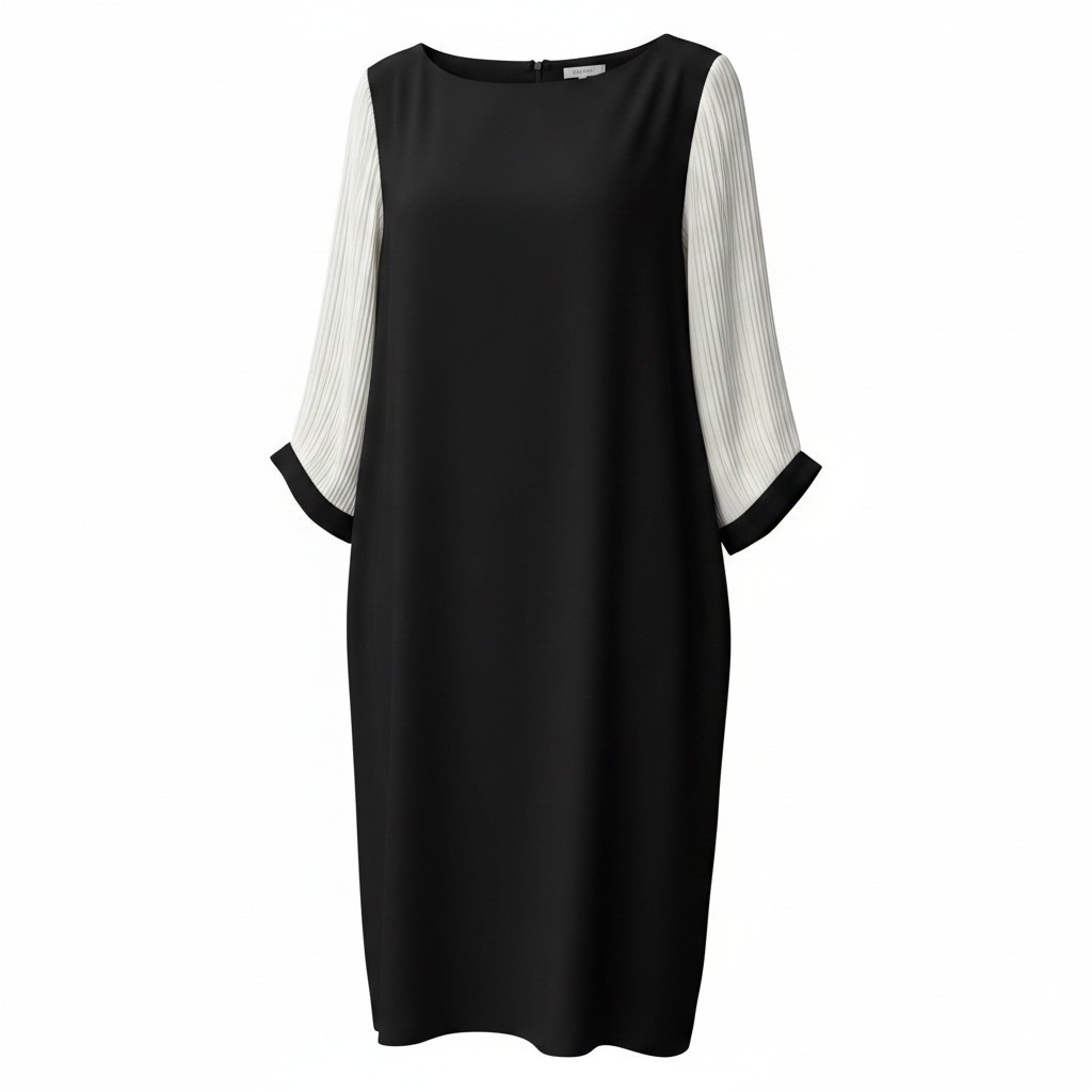 Vtg Harold Levine Dress NWT 14 Black Shift Contrast Passementerie Fringe Sleeve