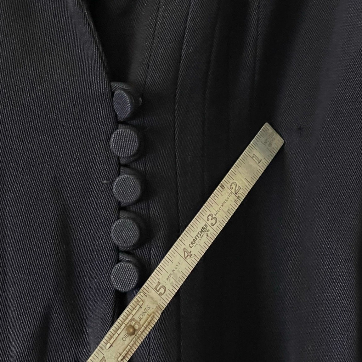 Vintage 1930s-1940s Dark Blue Wool Princess Double Breasted Coat Original WWII