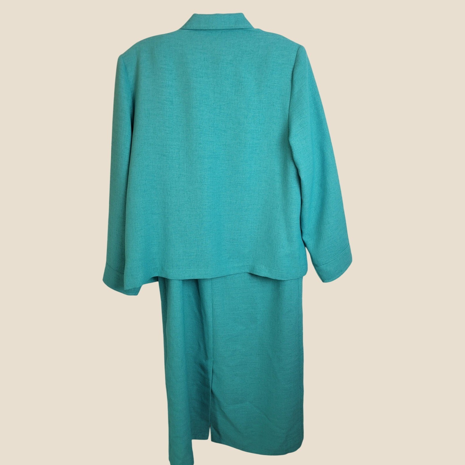 Nancy Michaels Dress Suit Set Vintage 90s Career Professional Teal Green Size 14