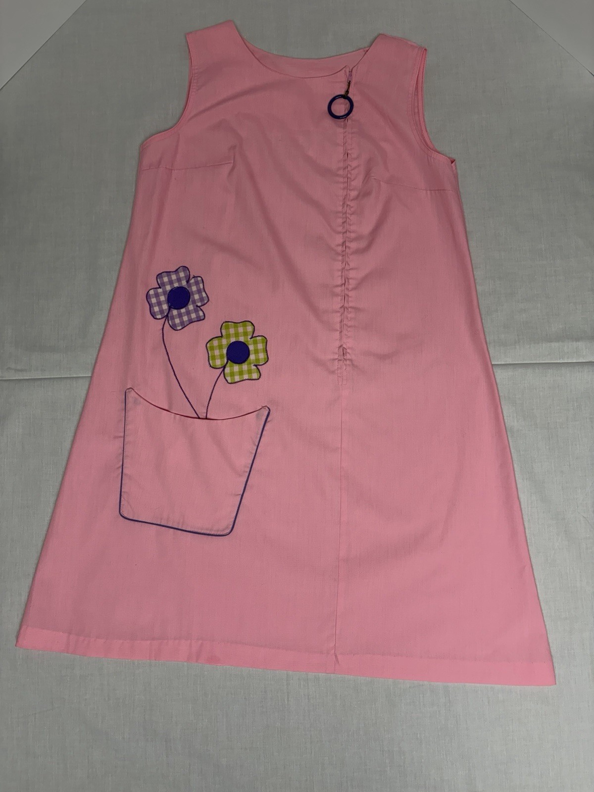 Vintage 1960 Mod GoGo Hot Pink W/flowers Dress M
