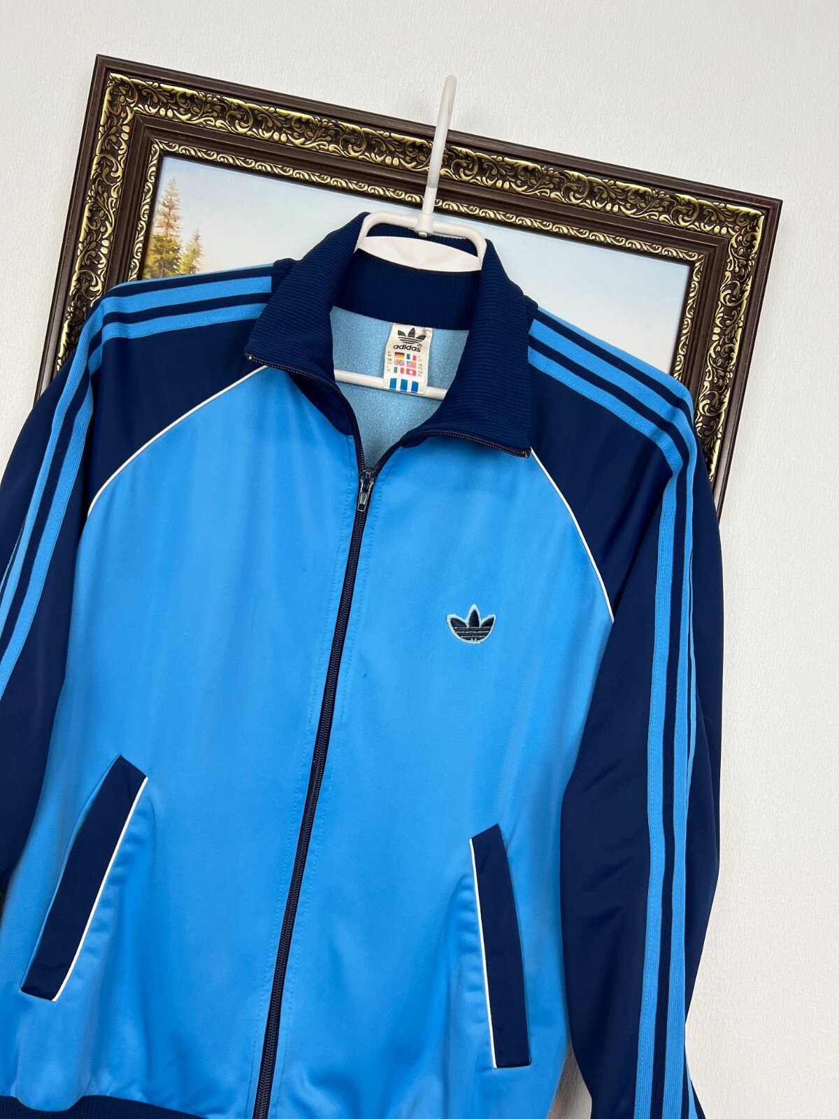 Vintage 80’s West Germany Blue Nylon Jacket Track Top Woman Rare Hype Size M