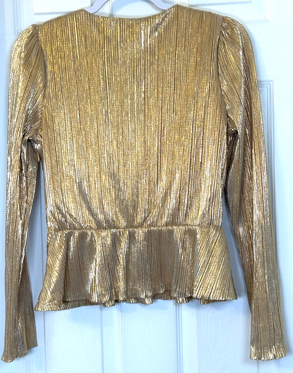 Gianni Bini SHINY Metallic Gold Lame Fabric disco Femme sz S Party Top