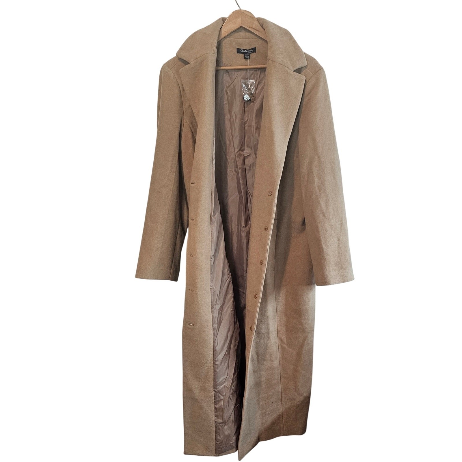 Chadwicks Wool Coat Womens Size 22W Preppy Mod Lined Pleated Academia Neutral