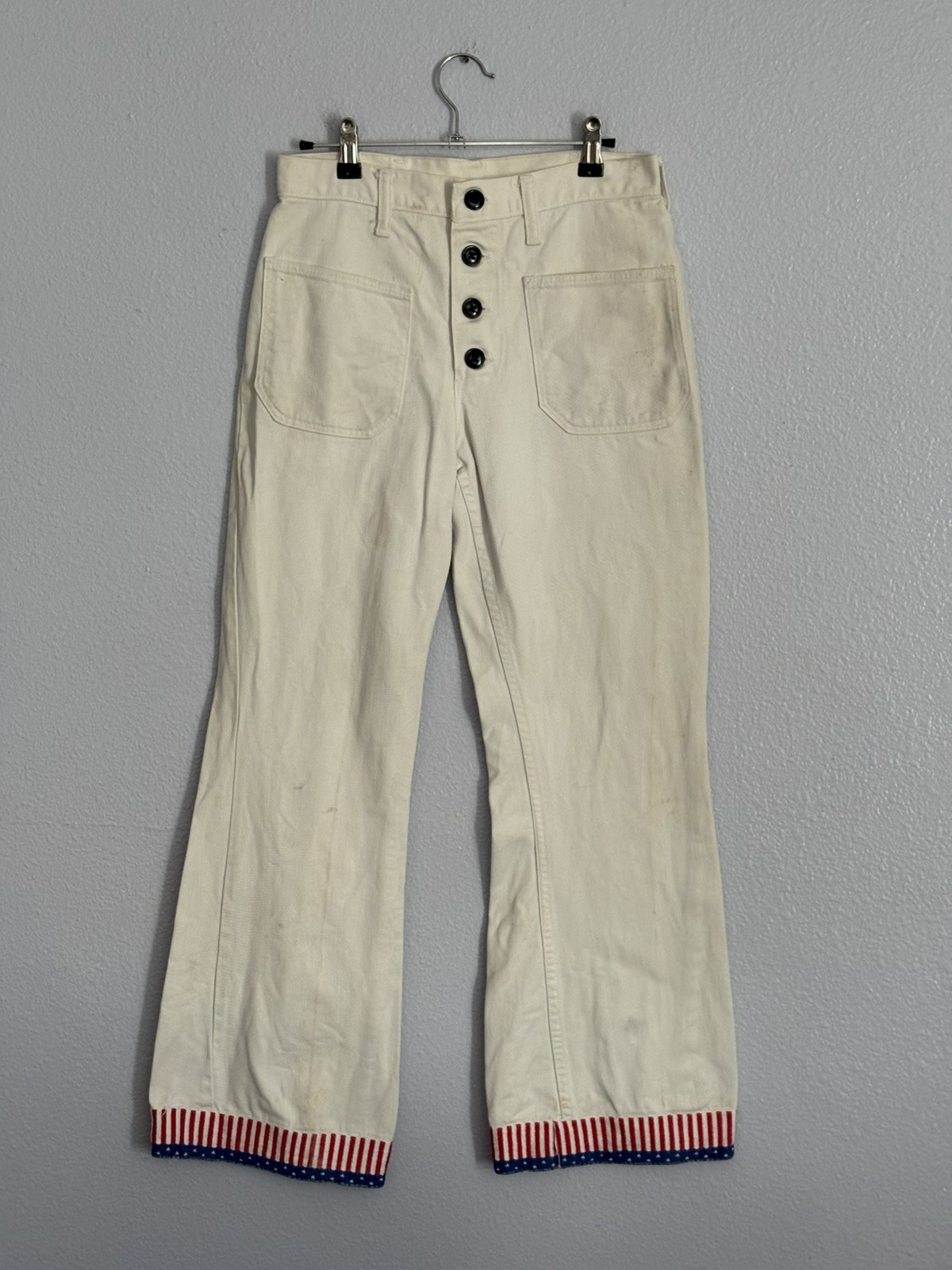 Vintage 70s Wrangler White Bell Bottoms Women’s Sz 28 x 29 USA Hippie