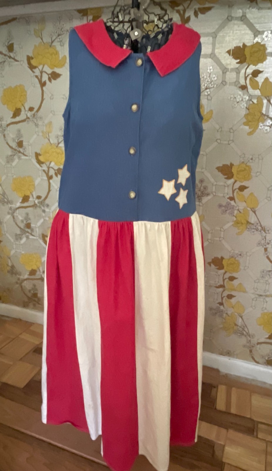 Vintage American Flag July 4th Costume Dress – tag sz 14- Cottontail Originals
