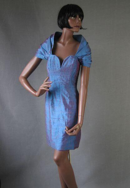 Strapless Mini Dress 80s Vtg Party Silk Sharkskin Shimmer Capelet Nicole Miller