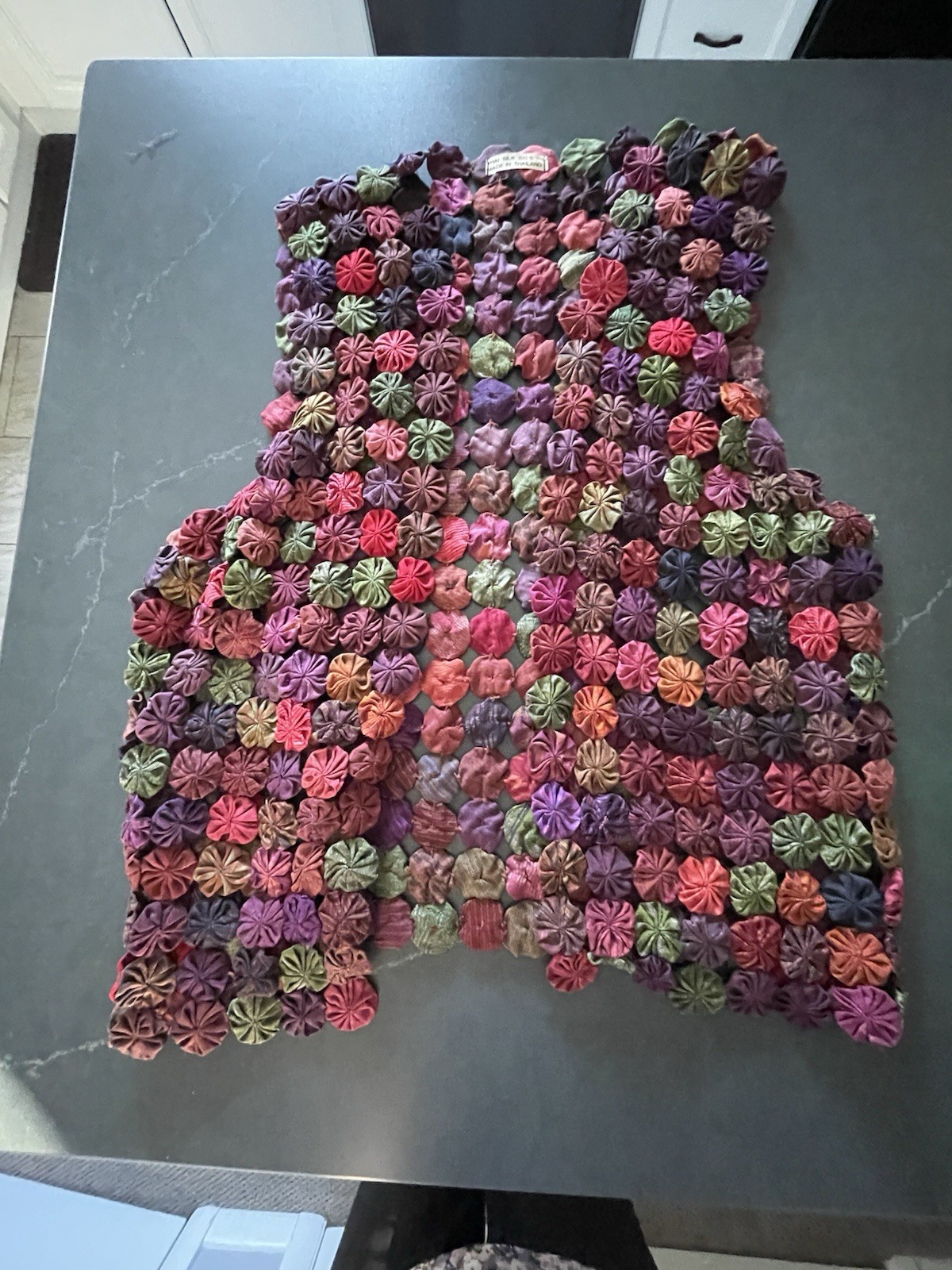 VTG RICO INTERNATIONAL Thailand Silk Yo-Yo-Vest Handmade 80s Multicolor One Size