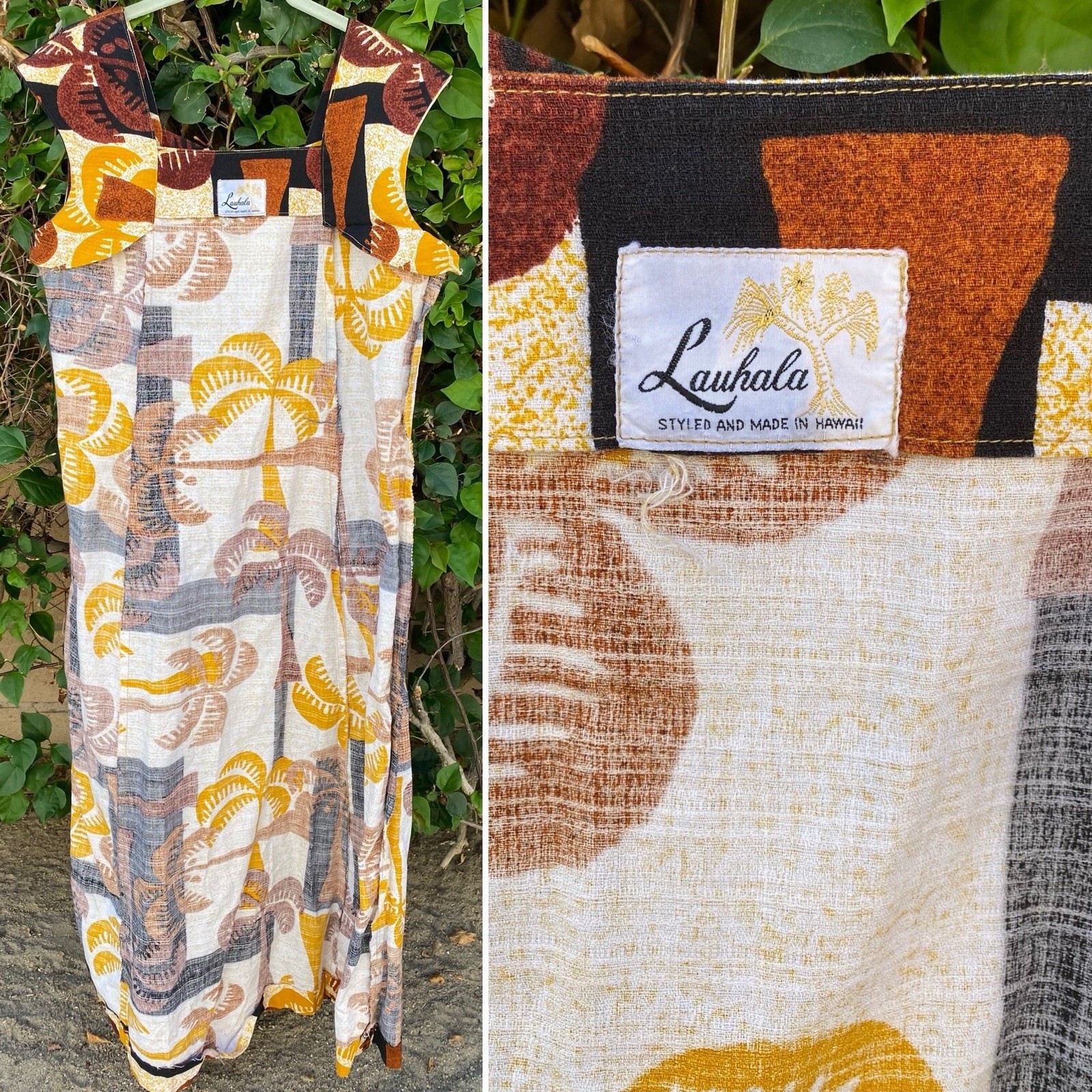 Vintage Lauhala Styled And Made In Hawaii Hawaiian Dress Tiki Aloha Needs Sewing
