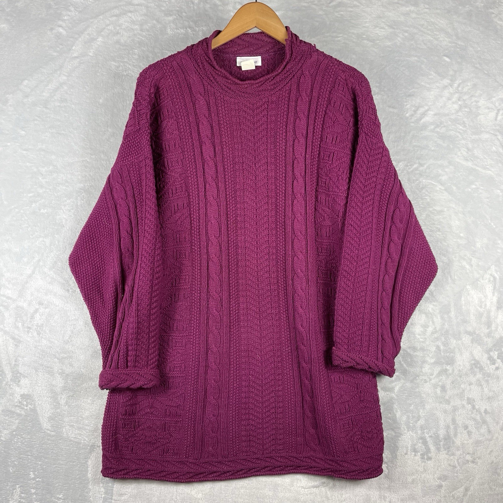 VTG Renee Hauer Chunky Knit Sweater 100% Cotton Made In USA Purple Magenta XL?