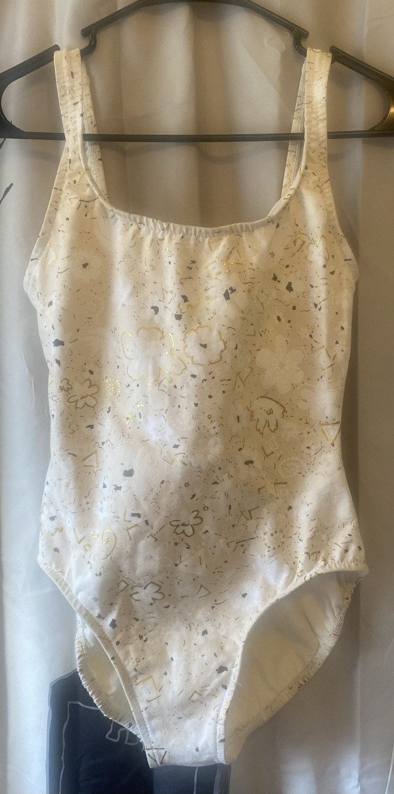 Vintage 80-90s Jantzen Women’s Swimsuit Sz 10 Cream Floral 89% Cotton 11% Lycra