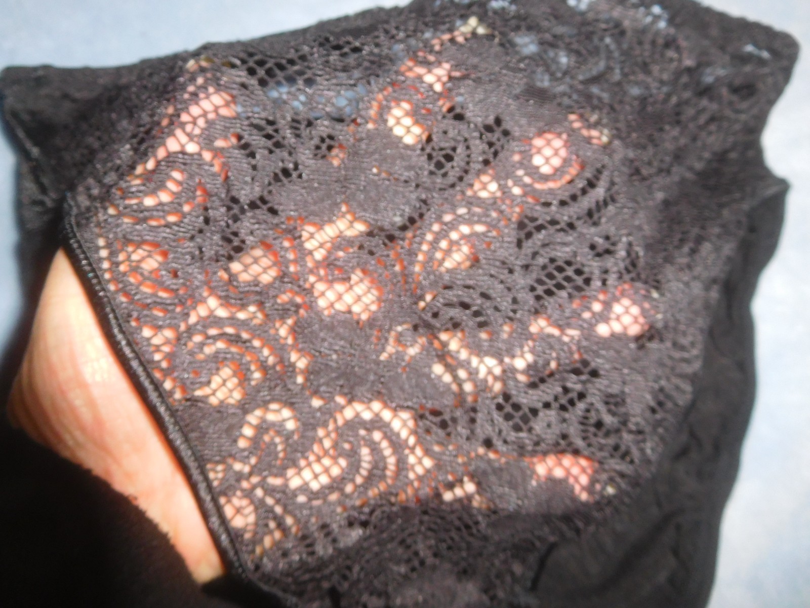 New Vintage Natori Black Stretch Nylon and Lace High Cut Brief Panties Size L