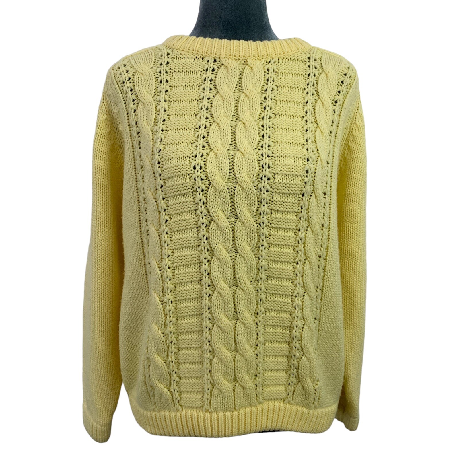 Vintage 80s Moments for Marjorie Womens Medium Yellow Cable Knit Sweater