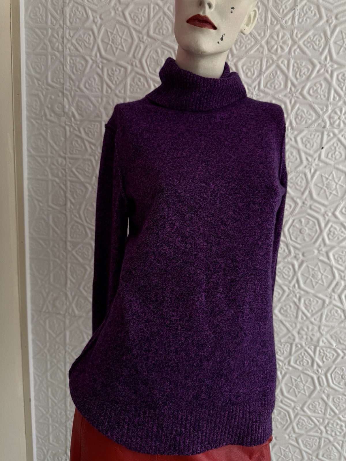 Purple Black Heather Cashmere Turtleneck sweater Medium Aqua