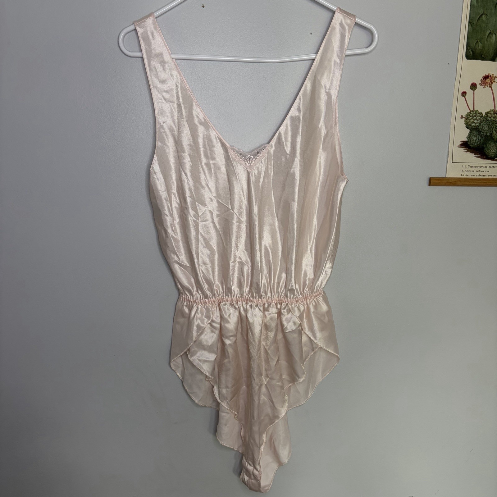 Vintage Pale Pink St Michael Teddy Sleepwear Lingerie Romper Crotch Snaps Silky