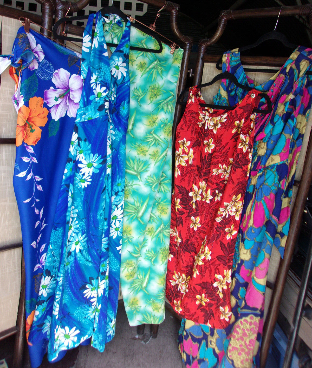 Lot 5 Vintage Hawaiian Dresses Midcentury Maxi Sundress Floral Tropical