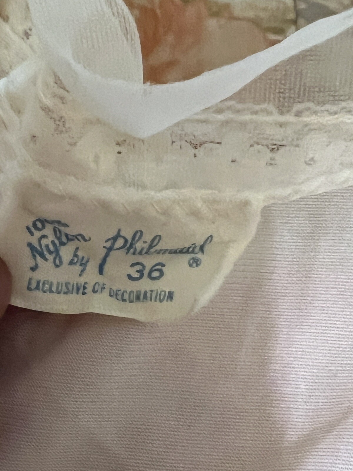 Vintage Philmaid Full Slip Ivory Size 36 Medium Embroidered Bust Boudoir