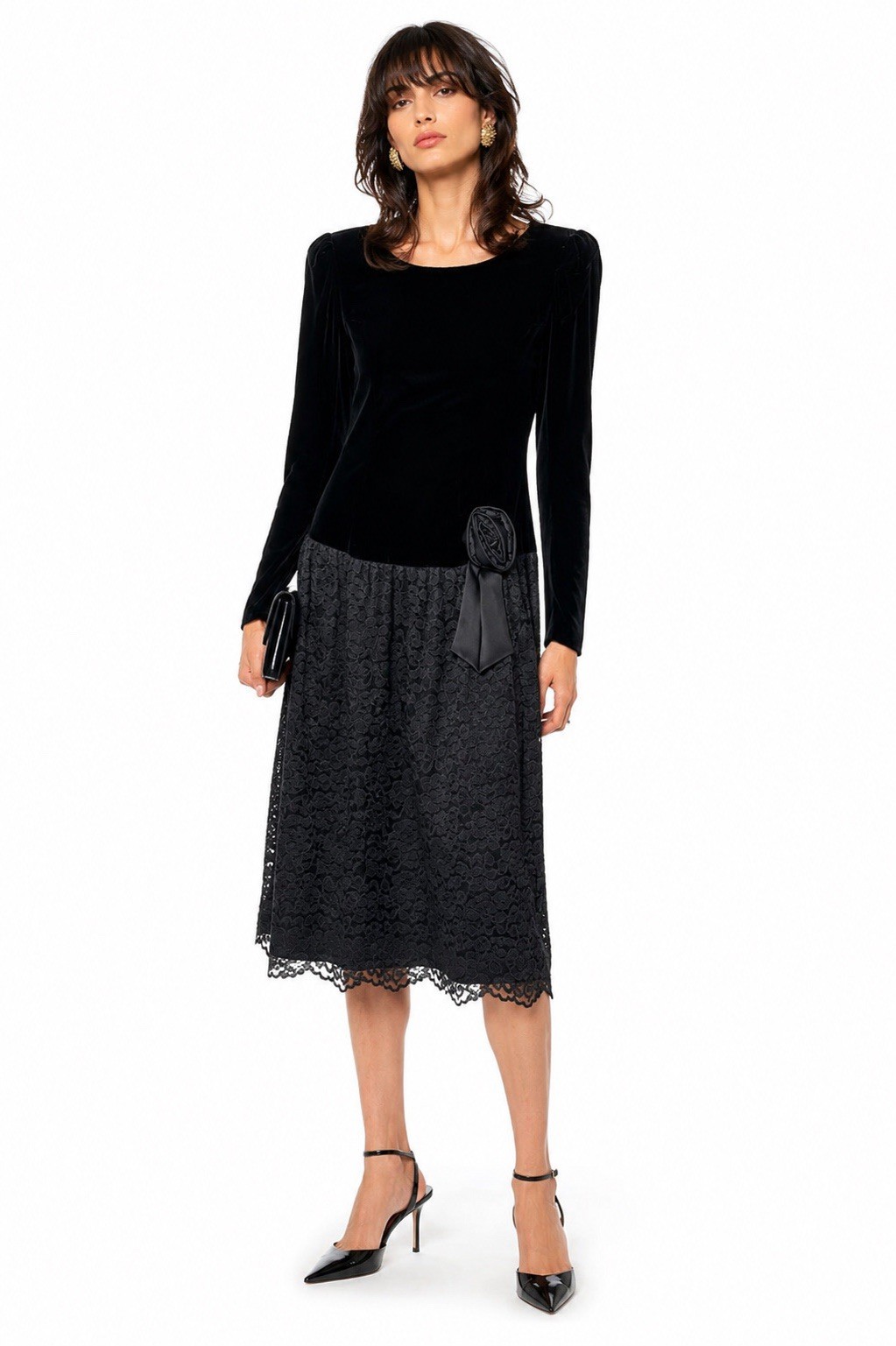 LANZ ORIGINALS dress black 12 cocktail dark romantic gothic midi vintage 80s