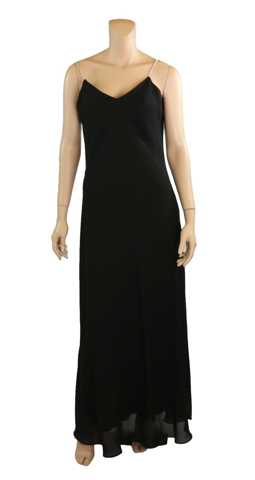 Dave & Johnny Vintage 80s 90s Black Chiffon Sexy Party Prom Dress sz 13-14