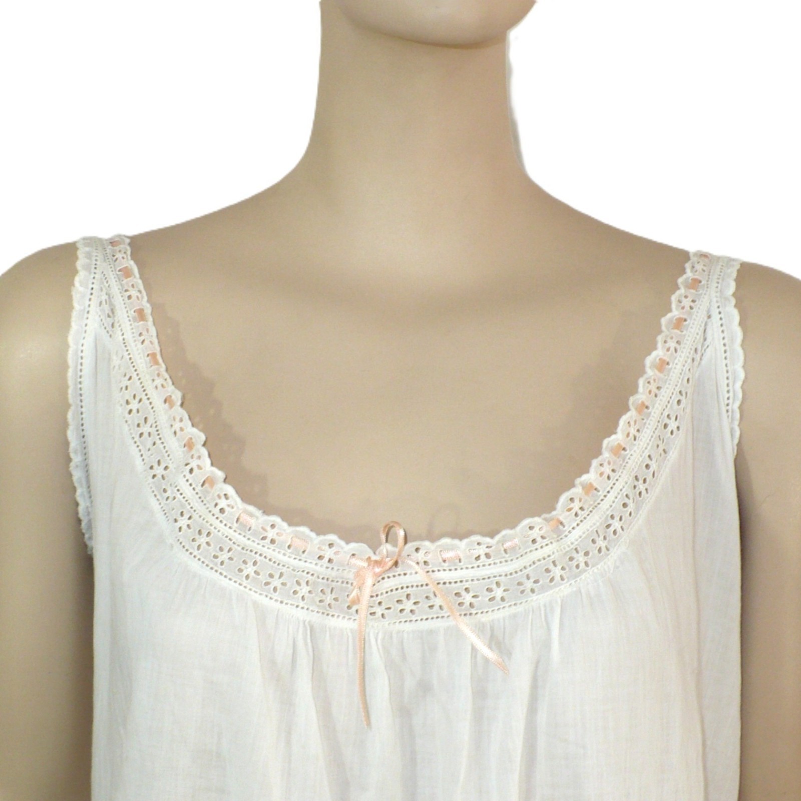 Edwardian to Early 1920s Combination, White Lace Under-Corset Chemise (Size: XL)