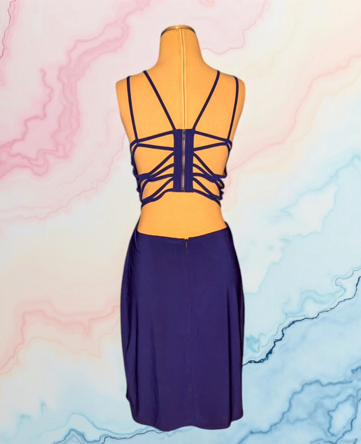 MORGAN & CO 90’s Formal Purple STRAPPY Cocktail Prom Dress Junior’s Womens Sz 13