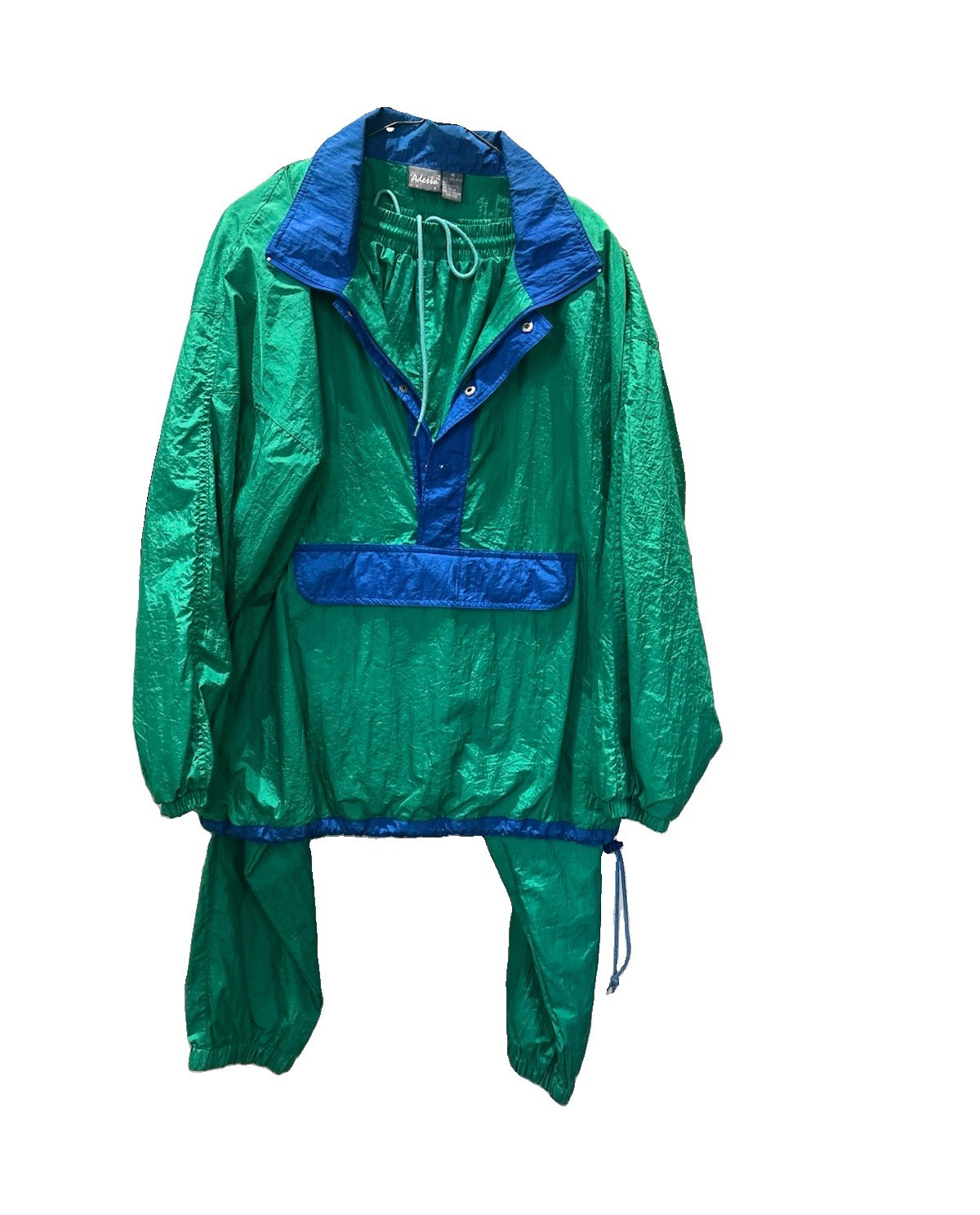 Adesso Women’s Green/Blue Colorblock Half-Zip Nylon Vintage Track Suit M