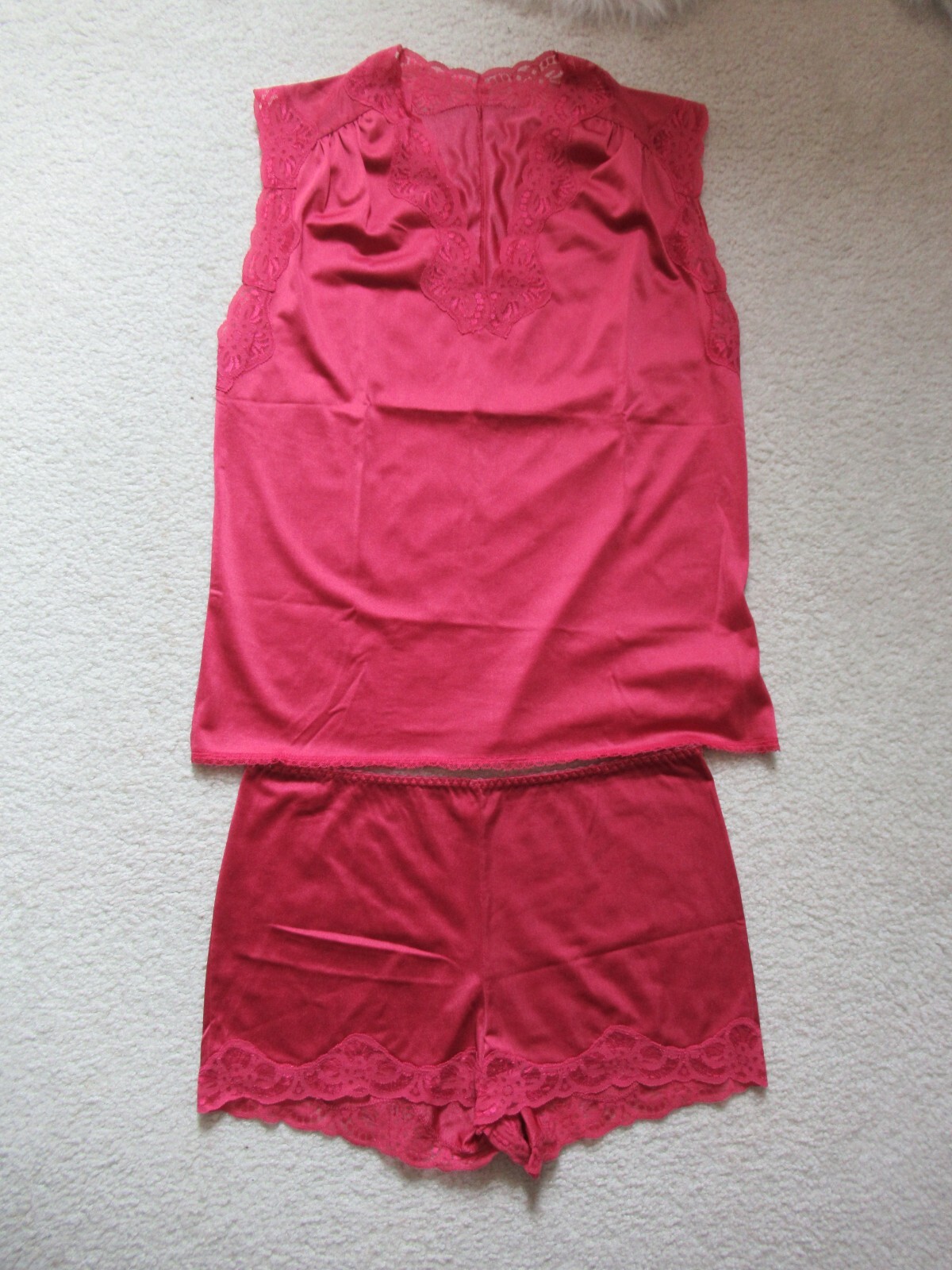 Vintage Triumph Mauve Pink Fascination Swing Lace Trim Top Shorts Lingerie Set M