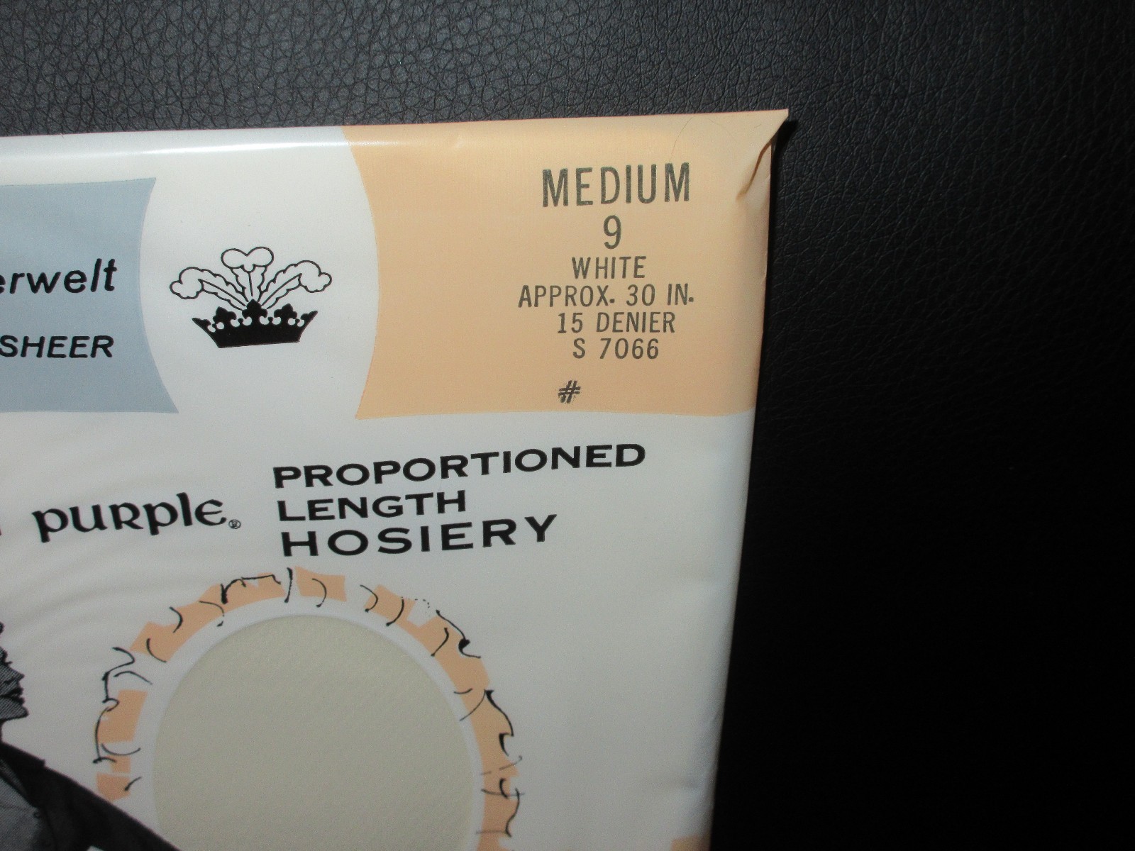 Vintage Royal Purple Hosiery Nylons Size Sears 9 MEDIUM WHITE NYLON STOCKINGS