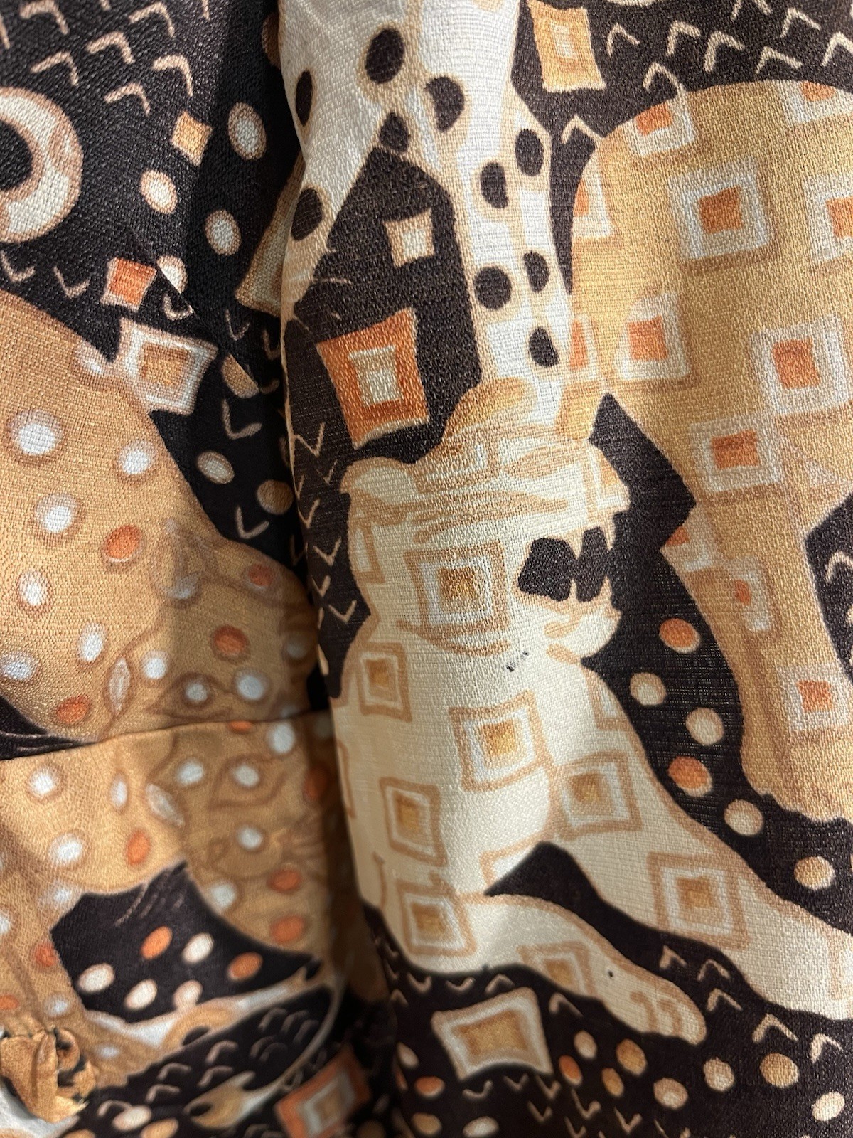 Vtg 1970’s Jaguars Psychedelic Print Dress S Mandarin Collar Pleated Skirt Union