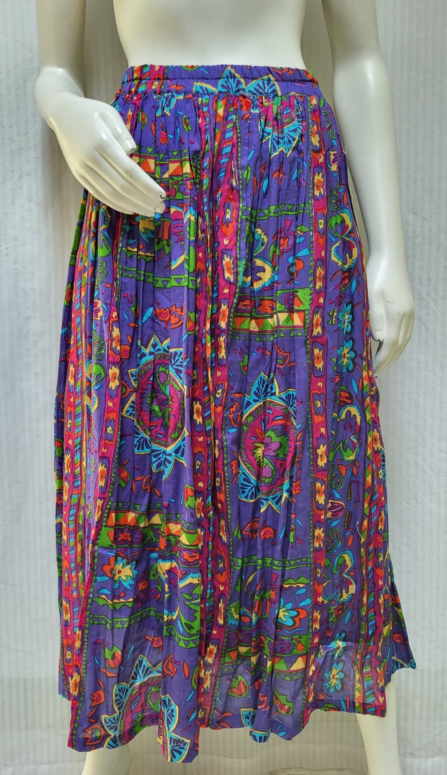 NWT Vintage BLUE CABANA Colorful Cotton Skirt Purple Blue Pink Floral – Size M/L