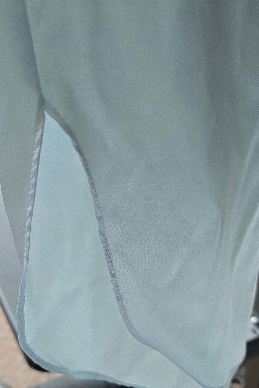 Miss Elaine Nightgown mid length Blue Satin Cotton Large Pit To Pit 23″ L 52″
