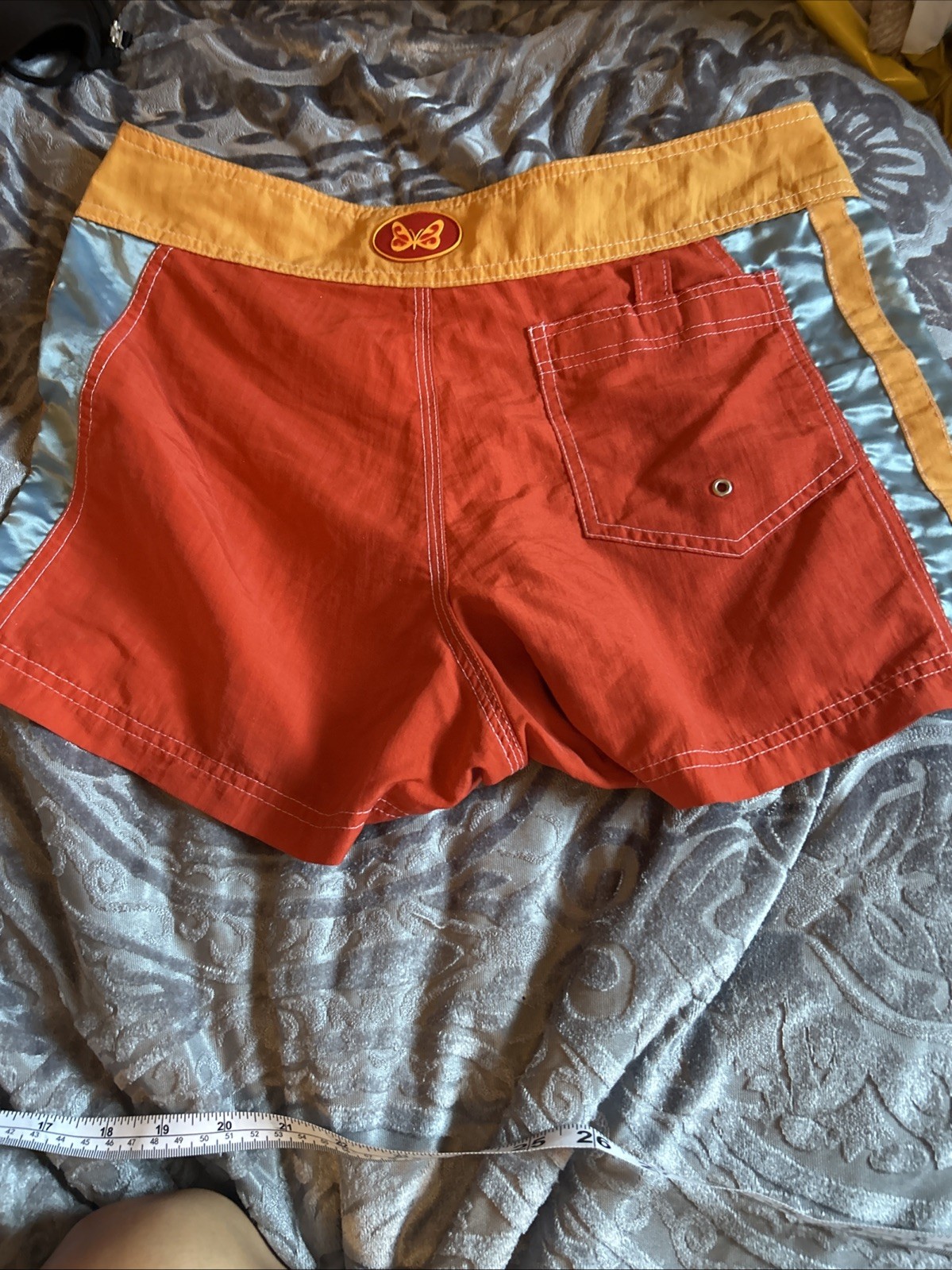 VTG Y2K/90s 5•7•9 Swim Trunks Juniors 7 Red Orange Blue Nylon Board Shorts