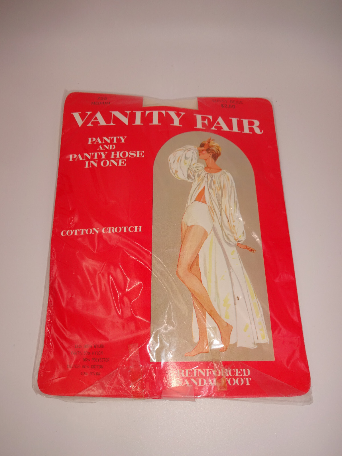 NOS Vintage Vanity Fair Nylons Panty & Pantyhose In One Hose Sunny Beige M 755