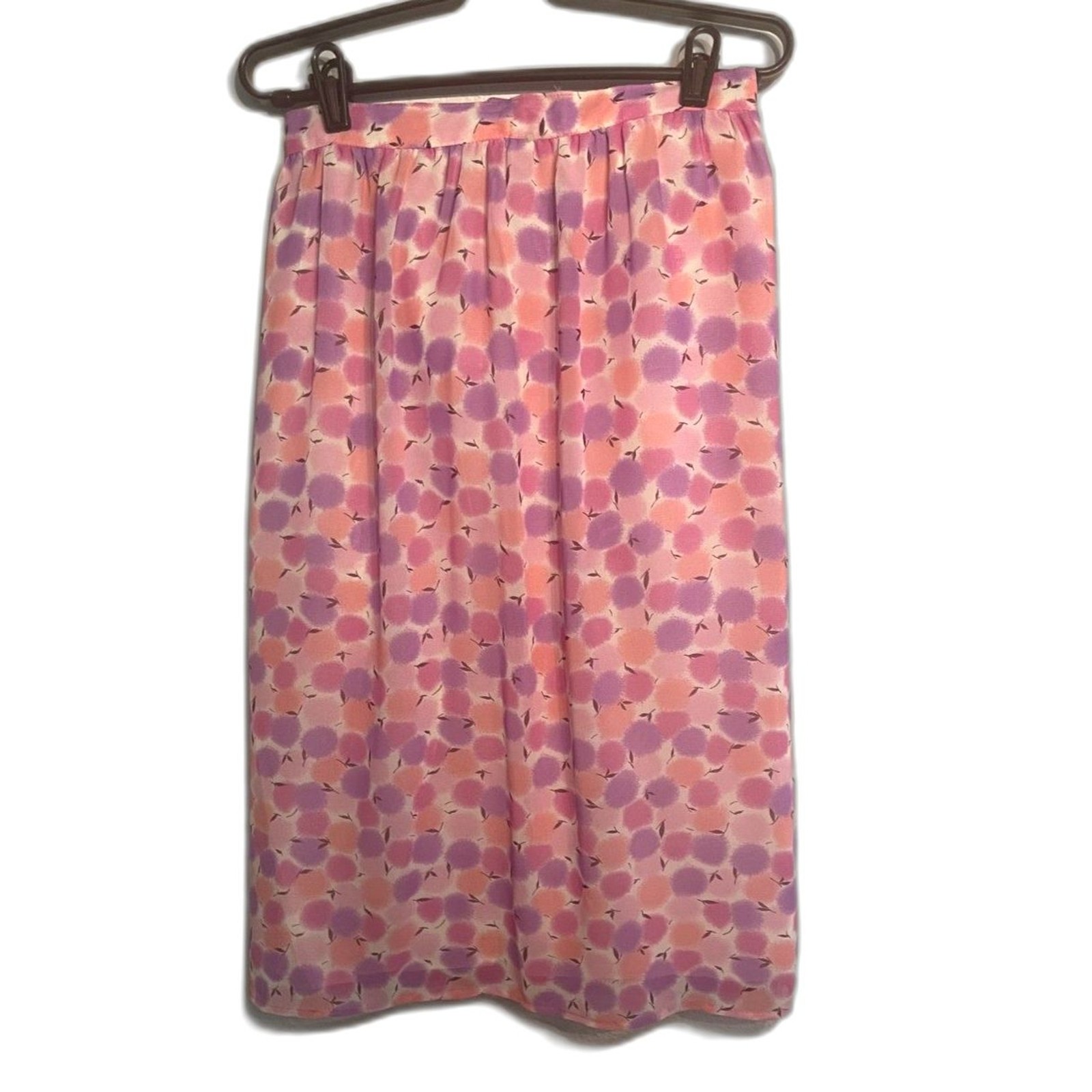 Vintage Vichele Pink & Purple Dandelion Chiffon Skirt Size M Made in USA 27″
