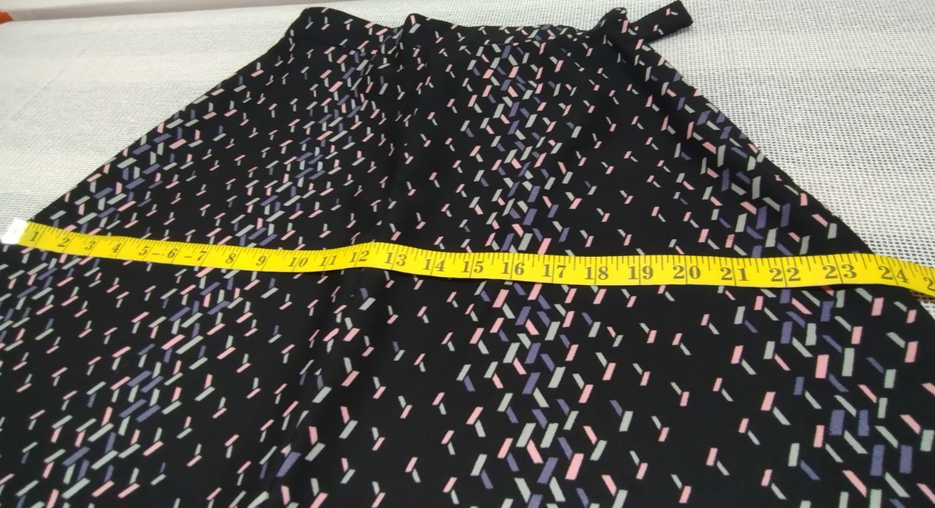 Black Maxi Skirt Geometric Rainbow Pastel Colorful Small 26 Waist VINTAGE