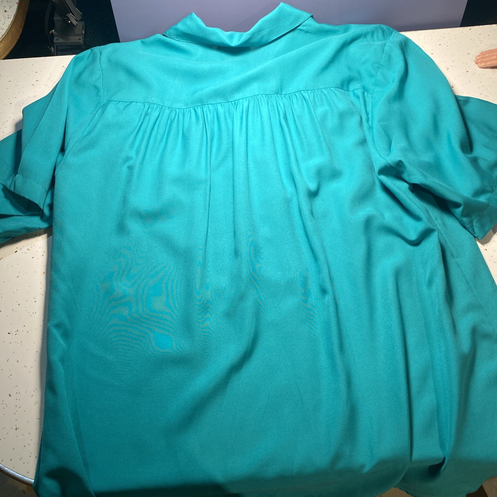 VTG Joanna Teal Green 80’s/90’s Large/ Xl 20W Blouse Brass Buttons