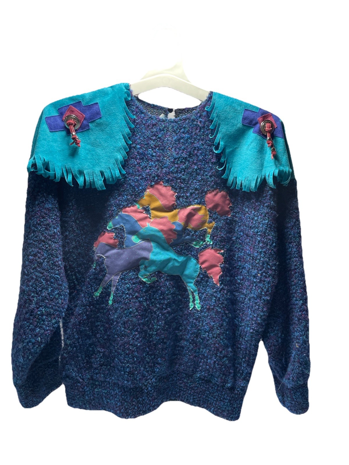 VTG “Miss Rodeo America”Women’s Long-Sleeve Tassel Shoulders With Rodeo Horses