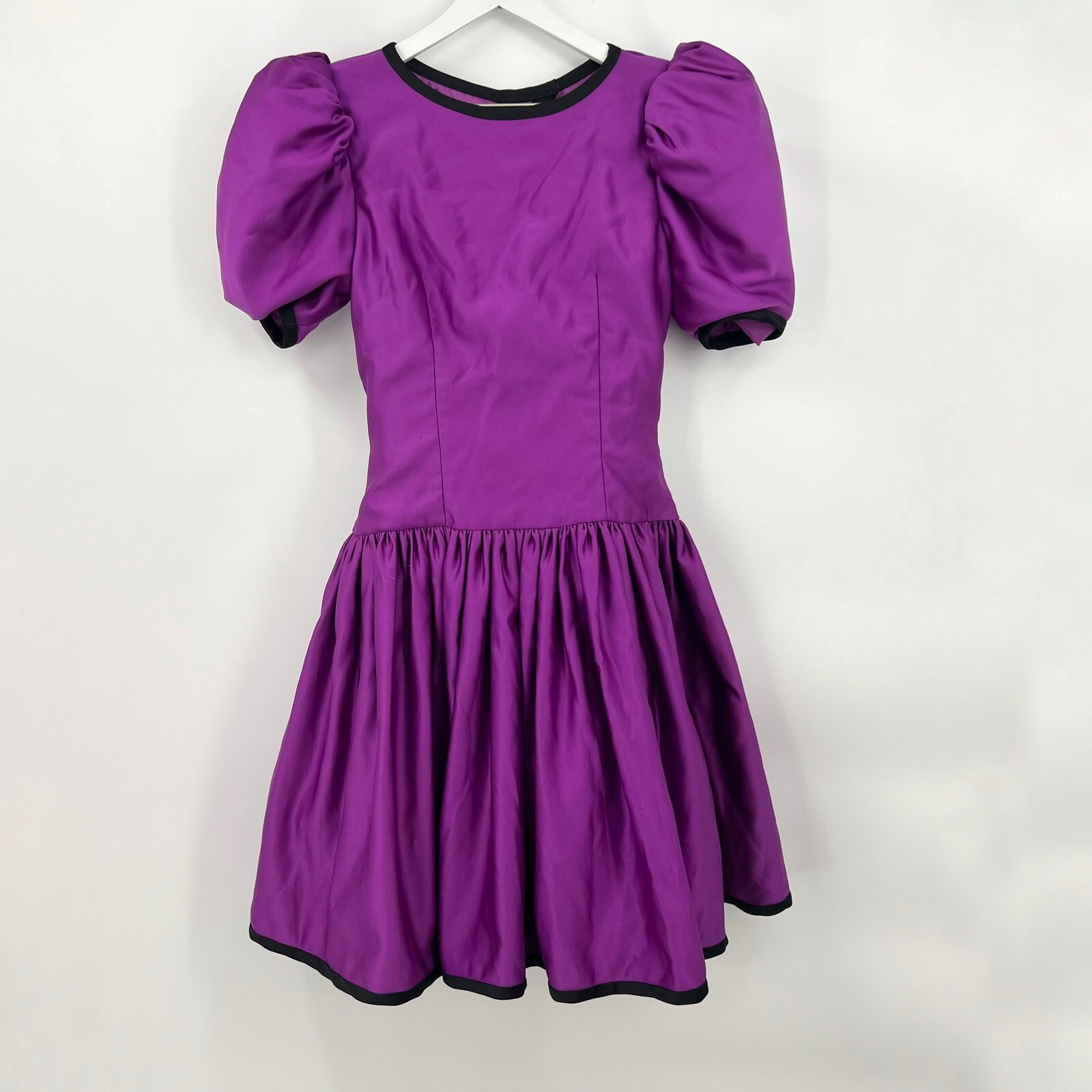 Vintage Victor Costa Poofy Prom Evening Dress Open Back Big Bow Purple Sz Medium