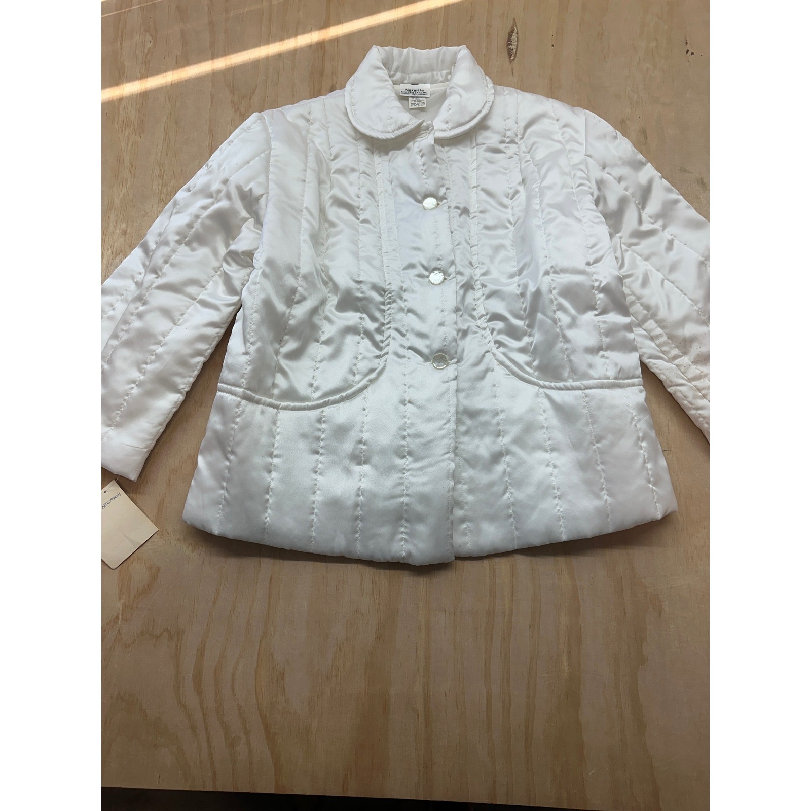Nanette Undies Co. Vintage Quilted Satin Bed Jacket White Nordstrom Tag womens M