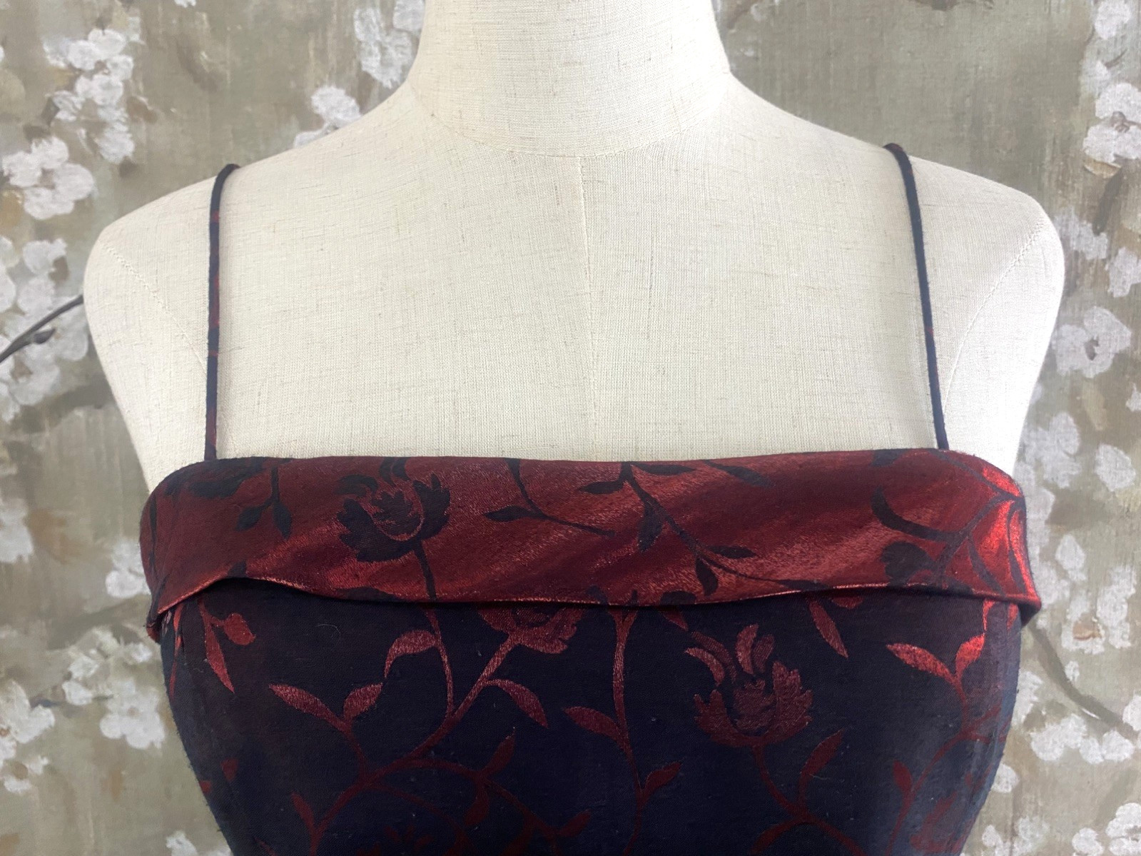 VTG J. R. NITES Black Red Strappy Metallic Split Whimsygoth Fairy Maxi Dress 10