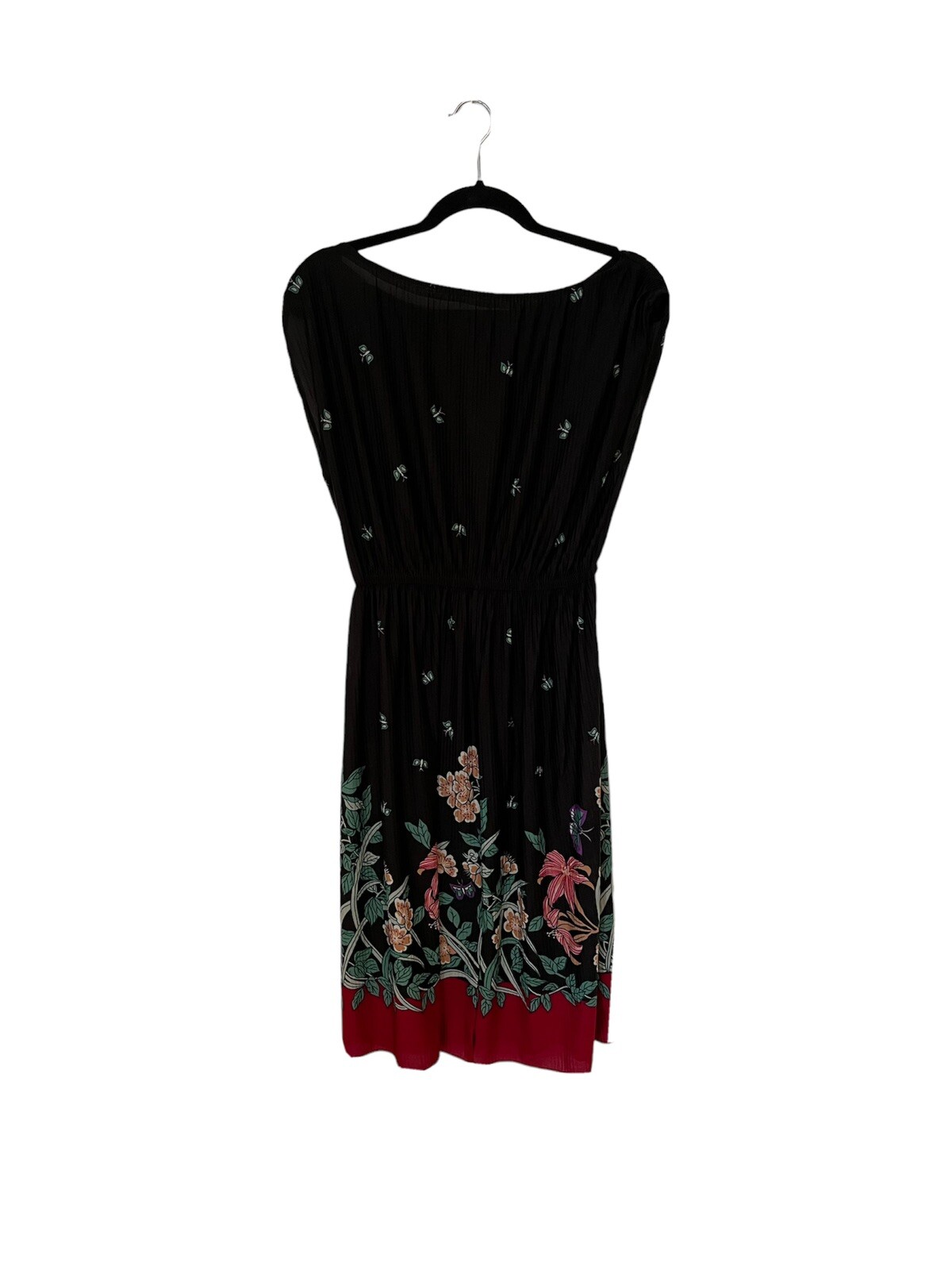1970s True Vintage Black Nylon Faux Floaty Dress M/L