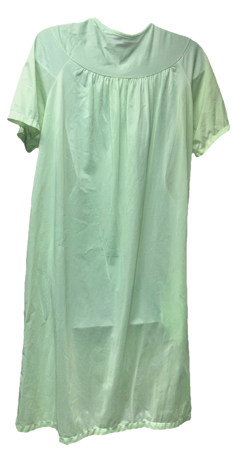 Vintage Philmaid Women Size M Button Up Short Sleeve Nylon Robe Mint Cream Lace