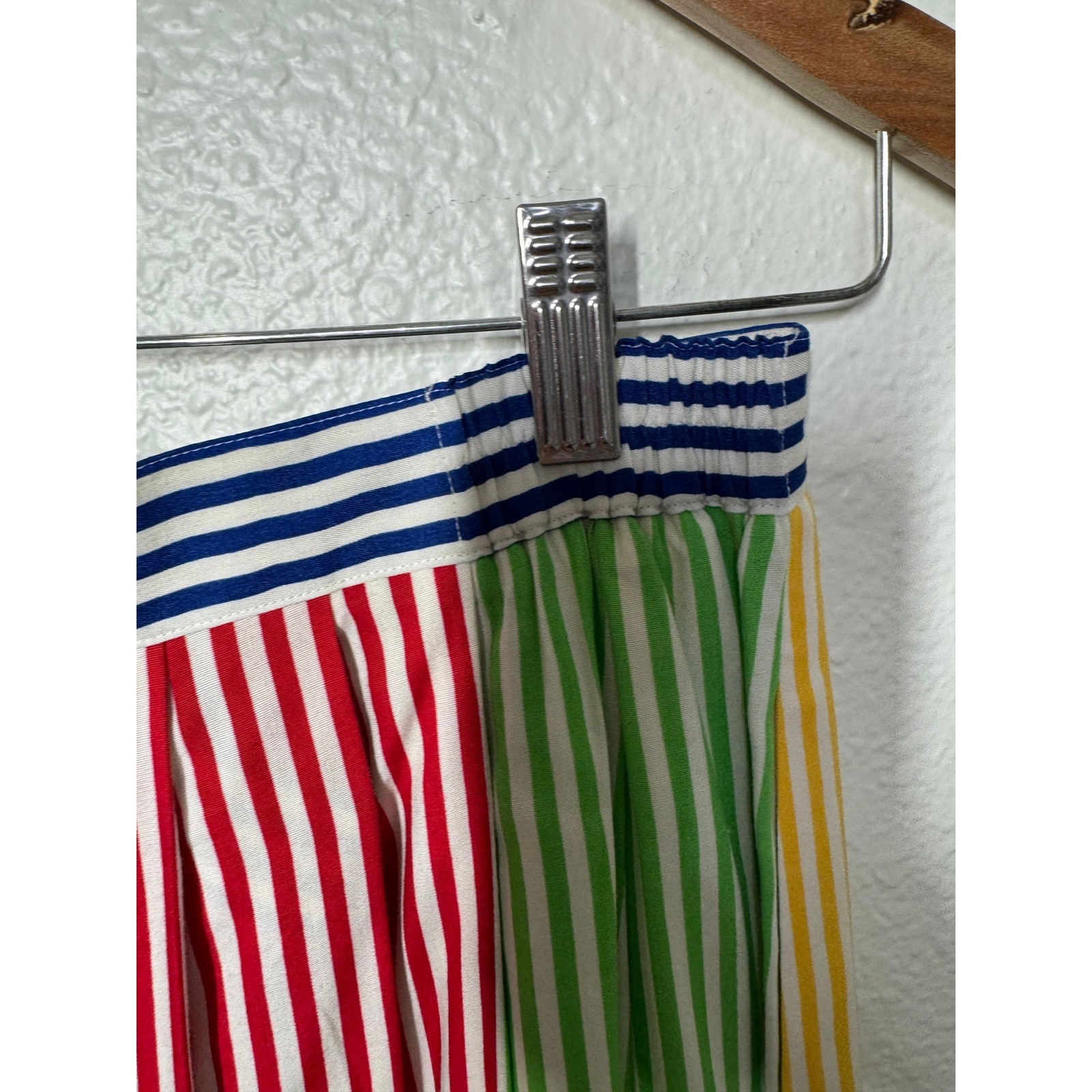 Vintage Susan Bristol 2 Piece Top and Skirt Set Blue Striped Rainbow NWT Sz 10