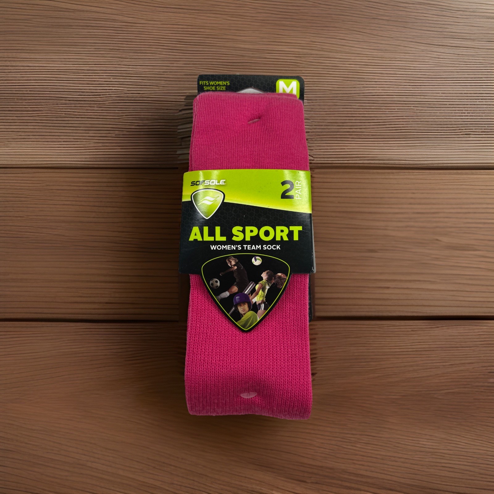 Women’s 2 Pack Y2K Socks Sof Sole All Sport crew Calf Shoe Size 5-10 Pink New