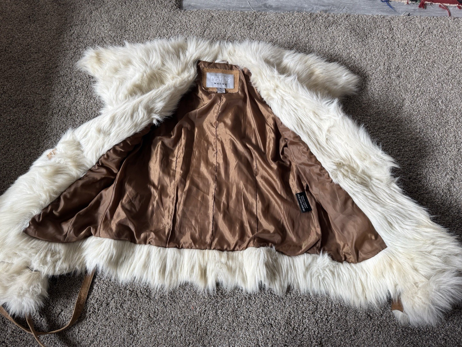Y2K Vintage Wilsons Leather Suede Jacket Penny Lane Boho Faux Fur XL Afghan Crop