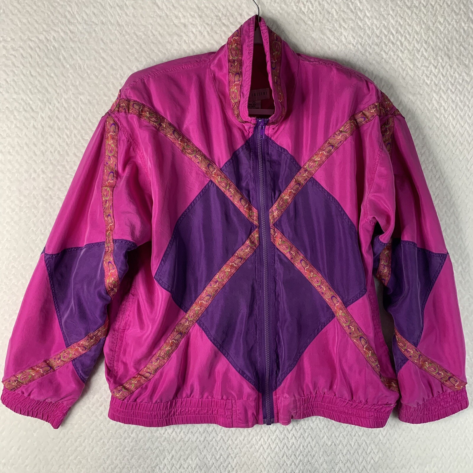 Vintage Oleg Cassini Windbreaker Jacket Women’s Size Medium 100% Silk